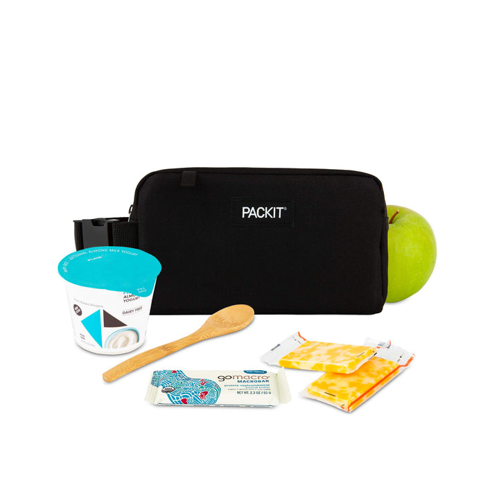 PackIt Freezable Snack Box, Black, Built with EcoFreeze Technology, Collapsible, Reusable, Zip Closure with Buckle Handle, Perfect All Ages and Fresh Snacks on the go