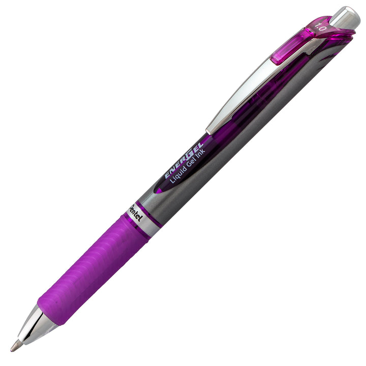 Pentel EnerGel RTX Retractable Liquid Gel Pen, Bold Line, Metal Tip, Violet Ink, Box of 12 (BL80-V) 12 Pack 1.0mm