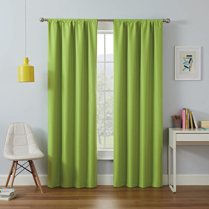 ECLIPSE Kendall Modern Blackout Thermal Rod Pocket Window Curtain for Bedroom or Living Room (1 Panel), 42 X 54, Lime