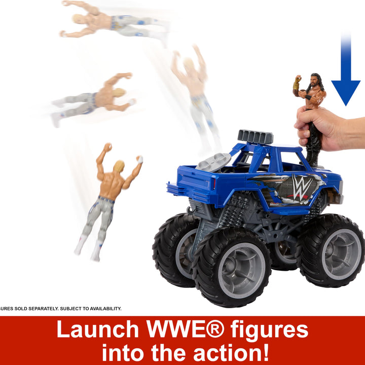 Mattel WWE Action Figure & Vehicle Playset, Wrekkin Slam Crusher Monster Truck with 8 Breakaway Parts