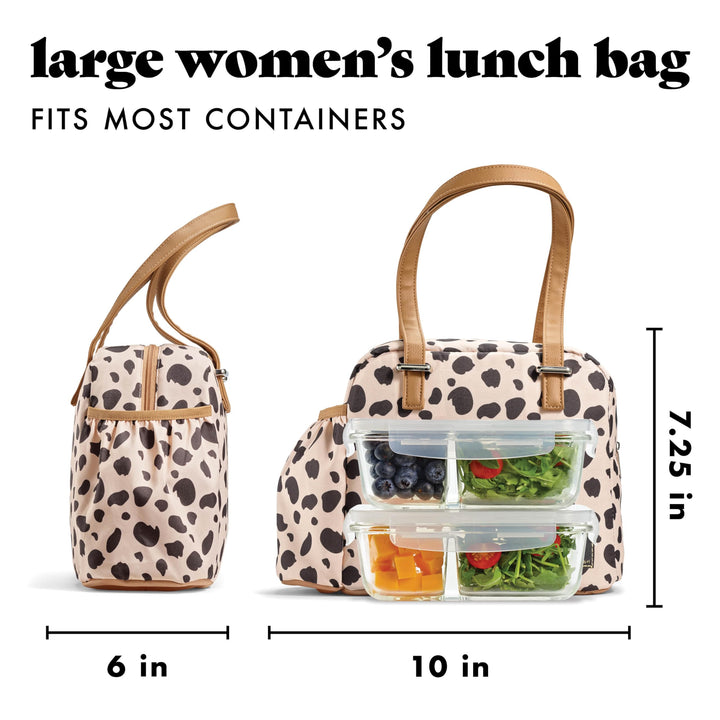 Fit & Fresh Lunch Bag For Women, Insulated Womens Lunch Bag For Work, Leakproof & Stain-Resistant Large Lunch Box For Women With Expandable Bottle Pocket, Zipper Closure Laketown Bag Cheetah Tumbler Cheetah Graphic