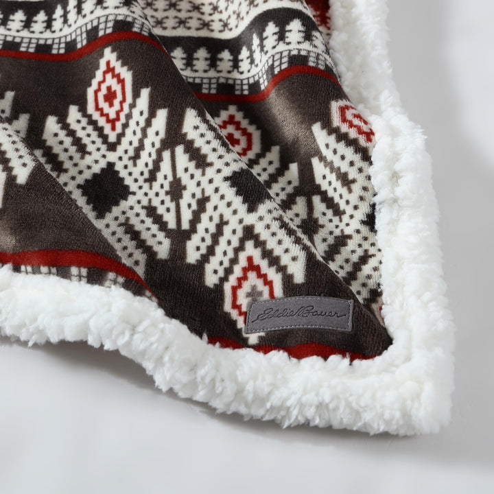 Eddie Bauer - Throw Blanket, Super Soft Reversible Sherpa Fleece Bedding, Ideal Christmas & White Elephant Gifts, Cozy Plaid Throw Blankets for Couch (Elk Stance Grey, Throw) Elk Stance Grey/White Animal