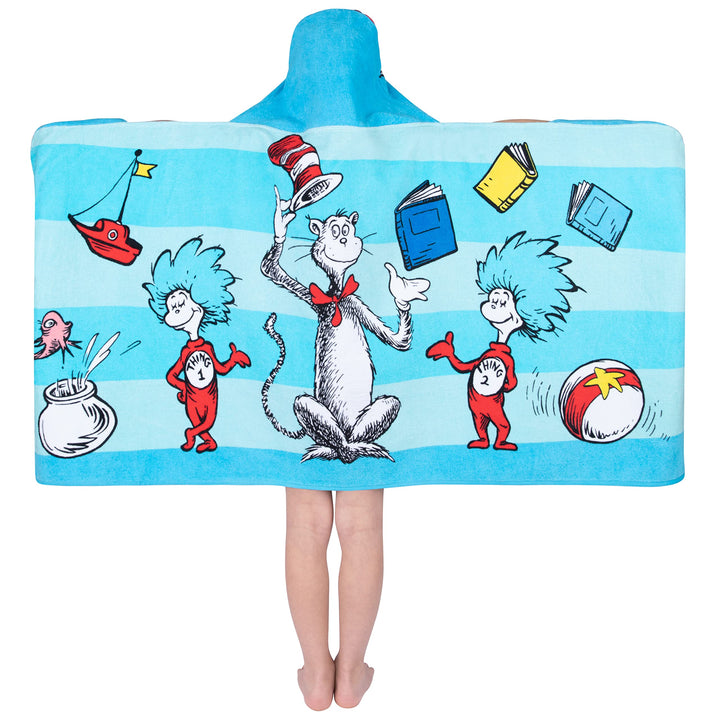 Dr. Seuss Cat In The Hat Bath/Pool/Beach Soft Cotton Terry Hooded Towel Wrap, 24 in x 50 in, By Franco Kids