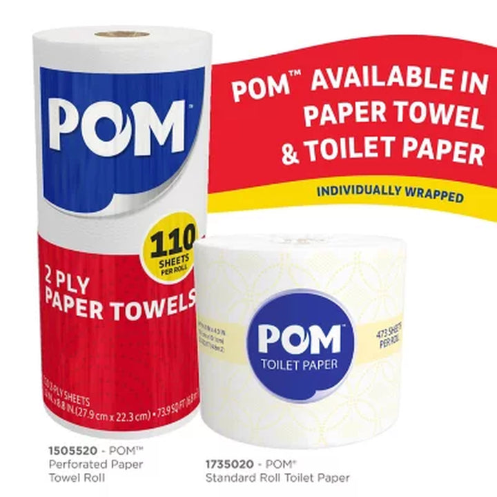 POM Bath Tissue, Septic Safe, 2-Ply, White 473 Sheets/Roll, 45 Rolls