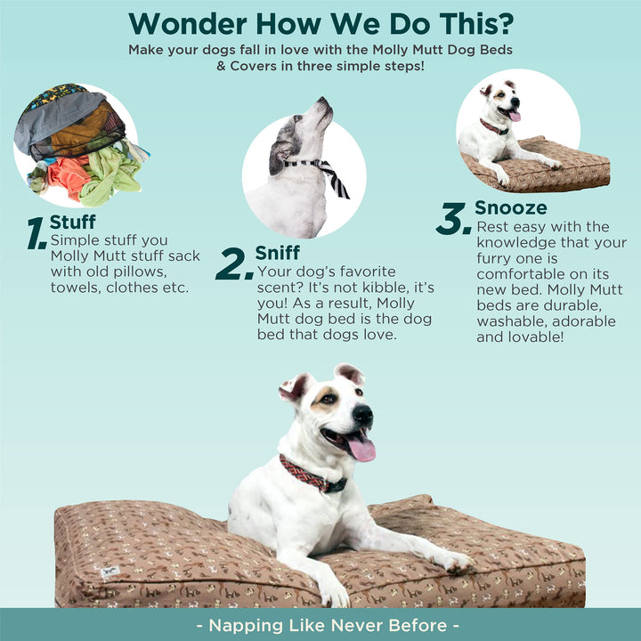 Molly Mutt Medium to Large Dog Bed Cover - Daysleeper Print - Measures 27”x36”x5’’ - 100% Cotton - Durable - Breathable - Sustainable - Machine Washable Dog Bed Cover Medium/Large