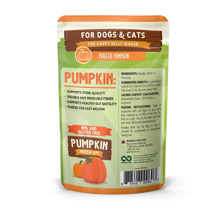 Weruva Pumpkin Patch Up!, Pumpkin Puree Pet Food Supplement for Dogs & Cats, 1.05 Ounce (Pack of 12), Orange (0805)