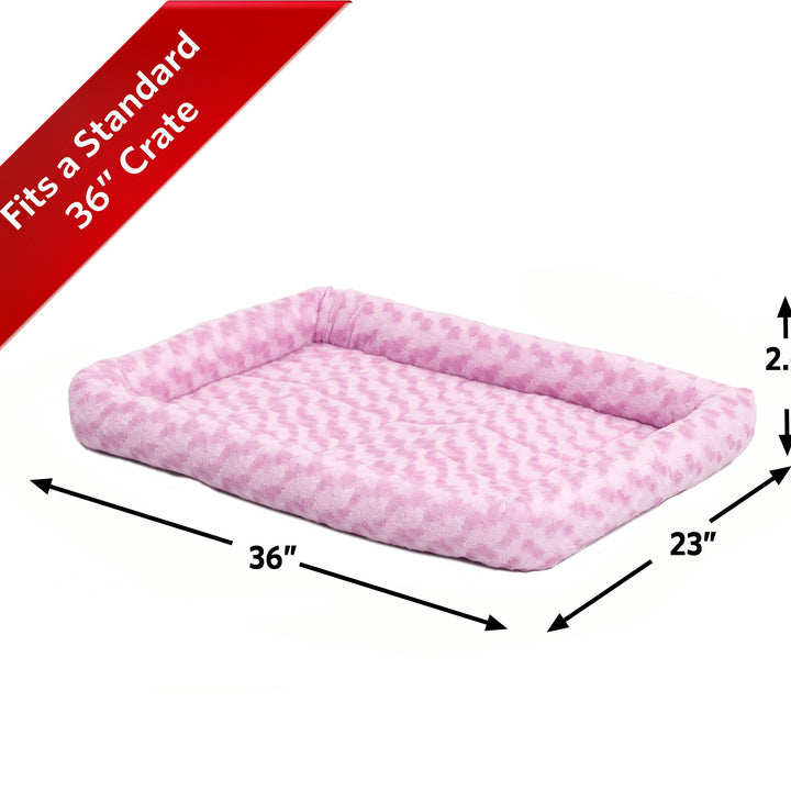 MidWest Homes for Pets Bolster Pet Bed for Dogs & Cats 36L-Inch Pink w/ Comfortable Bolster | Ideal for Medium / Large Dog Breeds & Fits a 36-Inch Dog Crate | Machine Wash & Dry | 1-Year Warranty