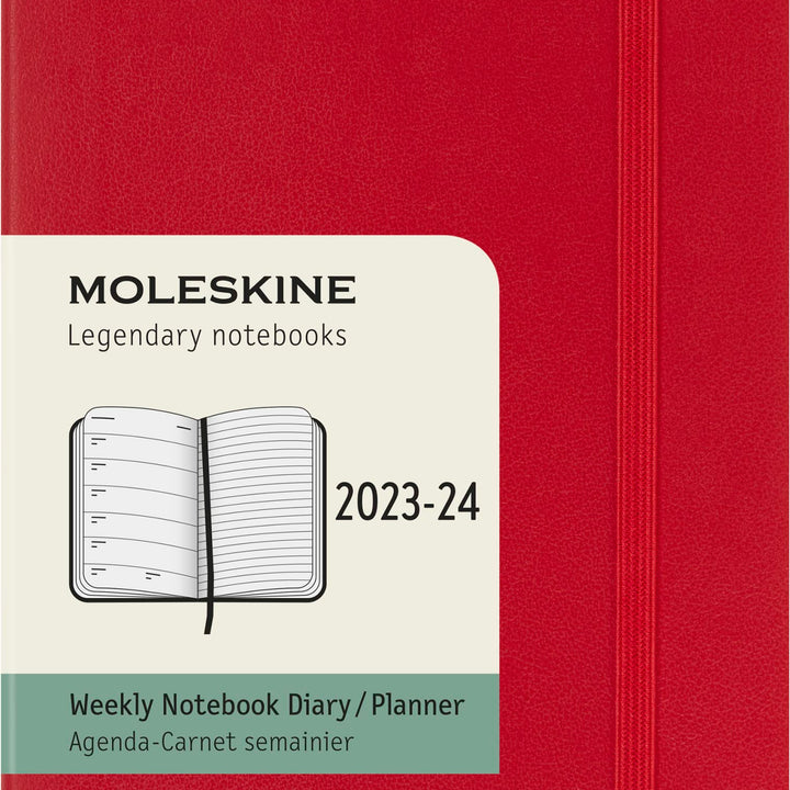 Moleskine Classic 18 Month 2023-2024 Weekly Planner, Soft Cover, Pocket (3.5" x 5.5"), Scarlet Red