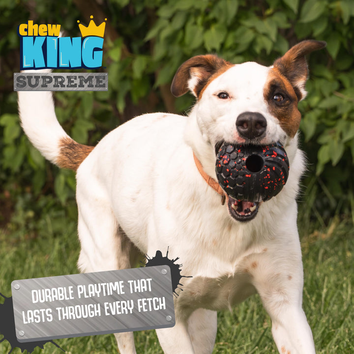 Chew King,Dog 3 Inch Supreme Rubber Balls (4-Pack)for Large Breeds Supreme Yellow Fetch Ball 3" / 4 PK