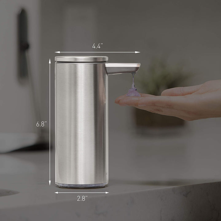 simplehuman 9 oz. Touch-Free Rechargeable Sensor Liquid Soap Pump Dispenser, Rose Gold Stainless Steel 9 oz. Rechargeable