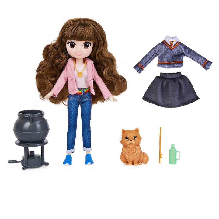 Wizarding World Harry Potter, 8-inch Brilliant Hermione Granger Doll Gift Set with 5 Accessories and 2 Outfits, Kids Toys for Ages 6 and up