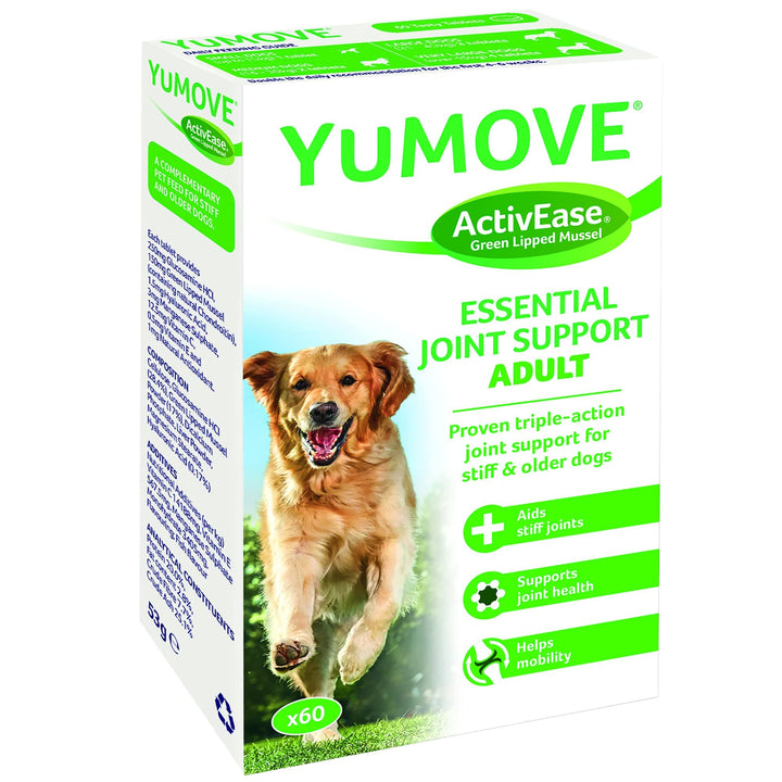 YuMOVE Adult Dog Tablets | Hip and Joint Supplement for Dogs with Glucosamine, Hyaluronic Acid, Green Lipped Mussel | Dogs Aged 6 to 8 | 60 Tablets 60 count tablets Tablets: Adult