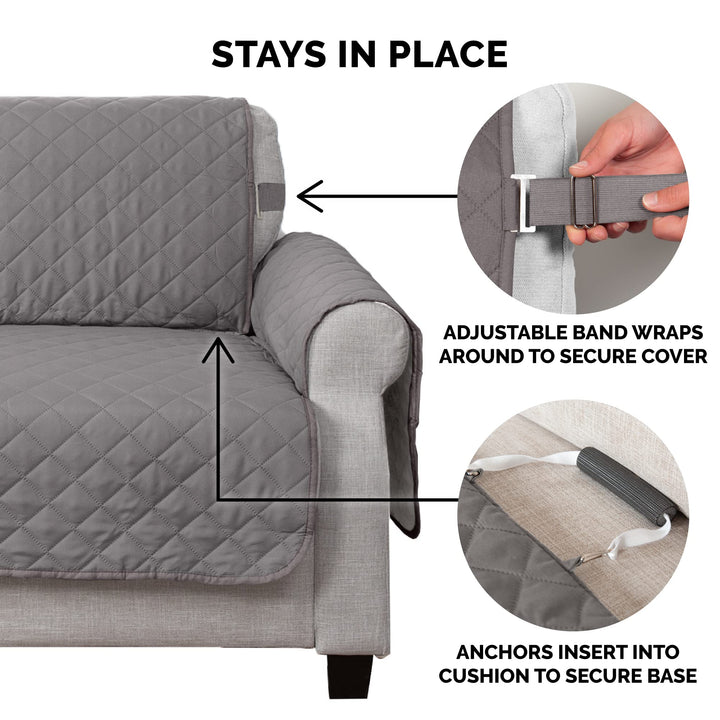 Furhaven Water-Resistant & Reversible Chair Cover Protector for Dogs, Cats, & Children - Two-Tone Pinsonic Quilted Living Room Furniture Cover - Gray/Mist, Chair Reversible Two Tone Gray & Mist