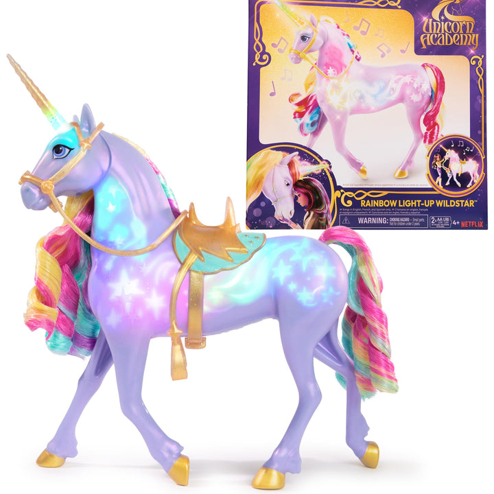 Unicorn Academy, Interactive Rainbow Light-up Wildstar Unicorn Toy with Lights, Sounds & Music, Dolls & Unicorn Toys for Girls Ages 4 and up