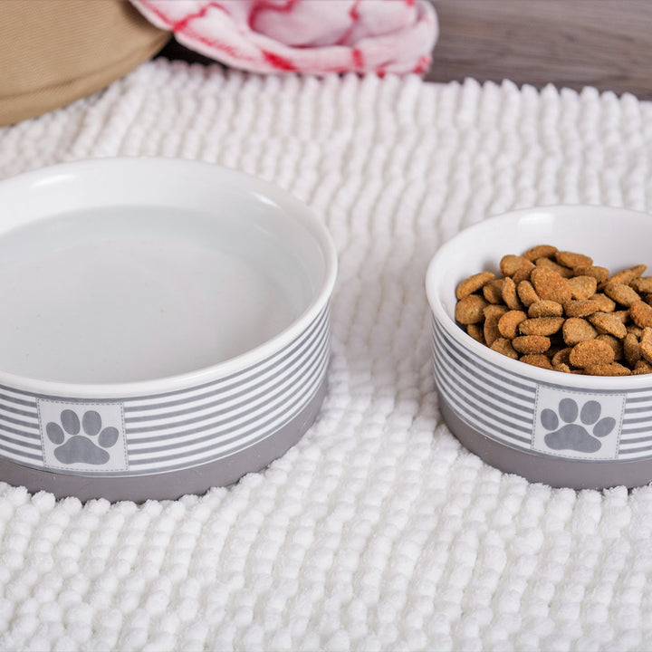 Bone Dry Paw & Patch Ceramic Pet Collection, Small Bowl, 4.25x2", Gray