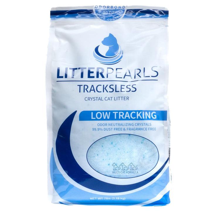 Litter Pearls Crystal Cat Litter with Odorbond- Superior Odor Control, Soft-On-Paws, Low Dust, 7lb, Micro Fresh, White, Clear and Blue Crystals Fresh Scent 7 Pounds