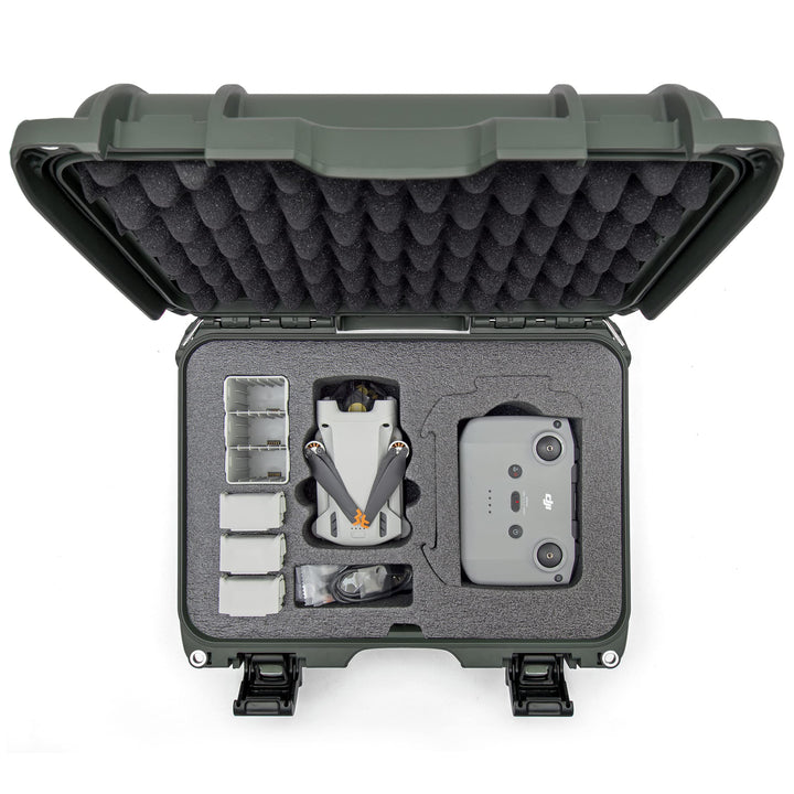 Nanuk 915 Waterproof Hard Case with Custom Insert for DJI Mini 3 or Mini 3 PRO, Fly More Package and RC-N1 or RC Remote - Olive Mini 3 Pro Fly More