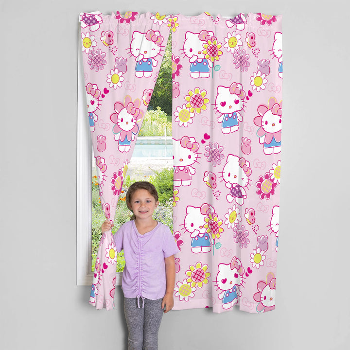 Franco Kids Room Window Curtains Drapes Set, 82 in x 63 in, Hello Kitty