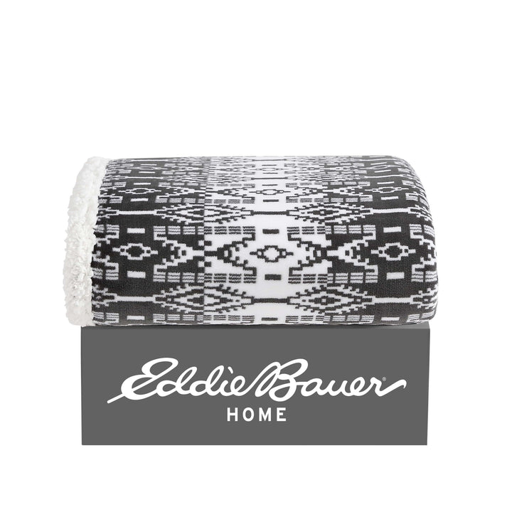 Eddie Bauer - Throw Blanket, Super Soft Reversible Sherpa Fleece Bedding, Ideal Christmas & White Elephant Gifts, Cozy Plaid Throw Blankets for Couch (Elk Stance Grey, Throw) Elk Stance Grey/White Animal