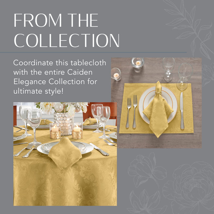 Elrene Home Fashions Caiden Elegance Damask Fabric Tablecloth, 90" Round, Gold Tablecloth (1)