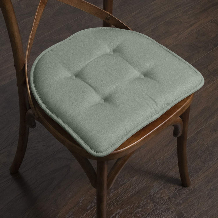Sweet Home Collection Chair Cushion Memory Foam Pads Tufted Slip Non Skid Rubber Back U-Shaped 17" x 16" Seat Cover, 2 Count (Pack of 1), Scuba Green 2 Pack