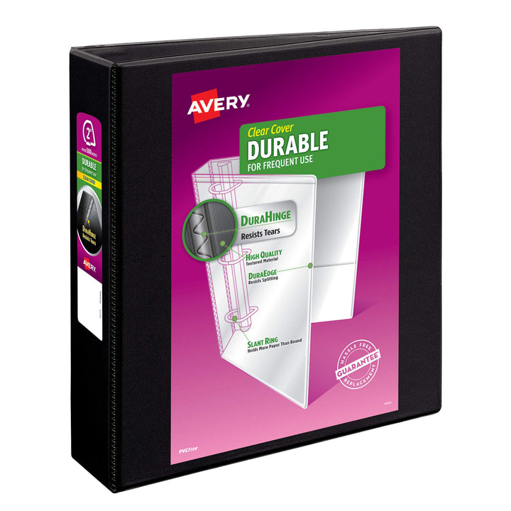 Avery(R) Durable View 3 Ring Binder, 2 Inch EZD Rings, 1 Black Binder (09500) 2" 1 pack Binders