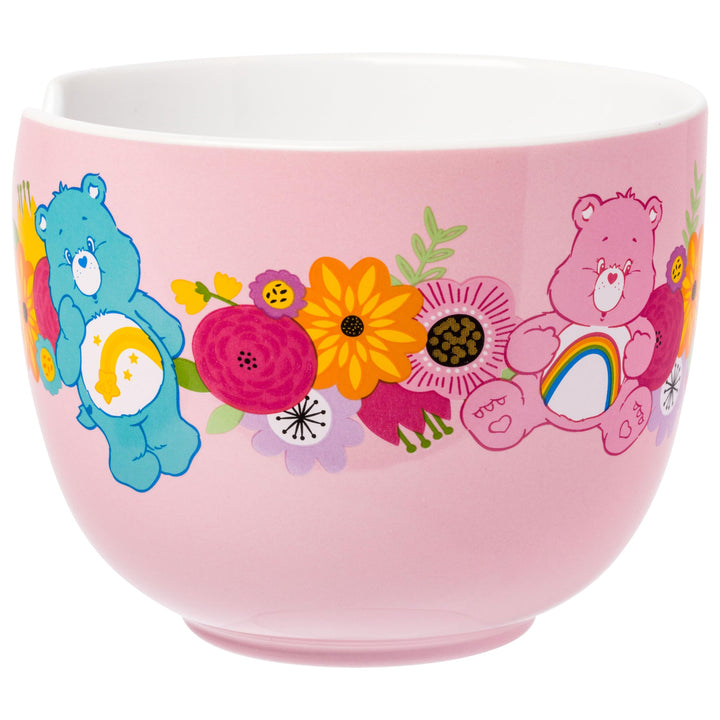 Silver Buffalo Care Bears Flash Floral Ceramic Ramen Bowl with Chopsticks and Spoon, 20 Ounces