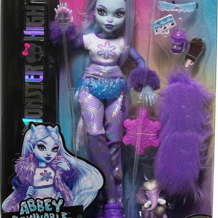 Monster High Doll, Abbey Bominable Yeti with Pet Mammoth Tundra & Accessories Including Furry Scarf & Snowflake Backpack Multicolor