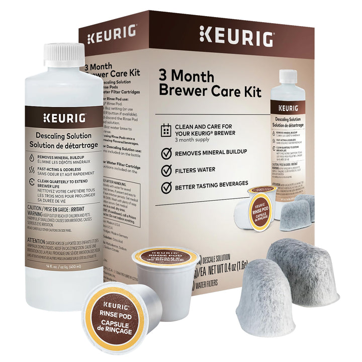 Keurig 3-Month Brewer Maintenance Kit Includes Descaling Solution, Water Filter Cartridges & Rinse Pods, Compatible Classic/1.0 & 2.0 K-Cup Coffee Makers, 7 Count