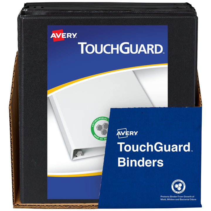 Avery TouchGuard Protection 3 Ring Binder, Customizable Cover, 2 Inch Slant Rings, 1 Black Binder (17119) 2"