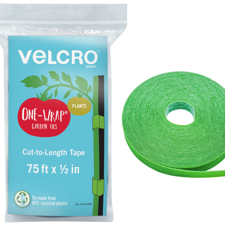 VELCRO Brand VEL-30087-AMS ONE-WRAP Ties Starter Pack for Container Gardens or Houseplants, 12pcs, Pre-Cut, 6 in x 1/2 in, Green-Recycled Plastic Green - Recycled Plastic