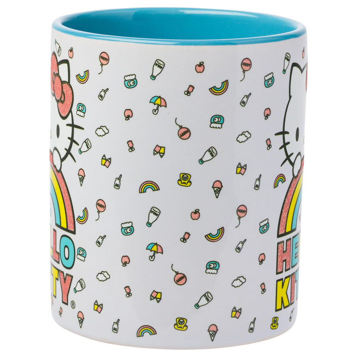 Silver Buffalo Sanrio Hello Kitty Rainbow Glitter Ceramic Mug, 14 Ounces Hello Kitty Pastel