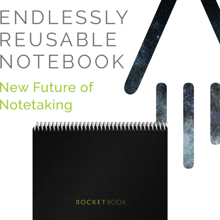 Rocketbook Smart Reusable Notebook, Flip Letter Size Spiral Notebook, Infinity Black, (8.5" x 11")