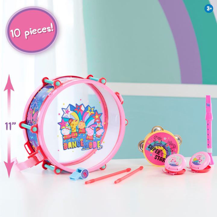 Peppa Pig Party Drum, 10-Pieces, Pretend Play,  Exclusive, Kids Toys for Ages 18 Month,  Exclusive by Just Play