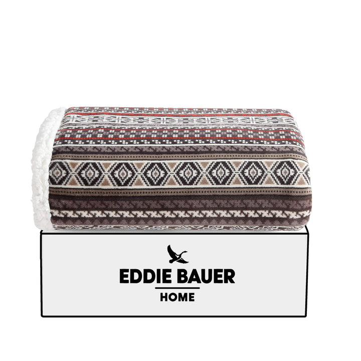 Eddie Bauer - Throw Blanket, Super Soft Reversible Sherpa Fleece Bedding, Ideal Christmas & White Elephant Gifts, Cozy Plaid Throw Blankets for Couch (Elk Stance Grey, Throw) Elk Stance Grey/White Animal