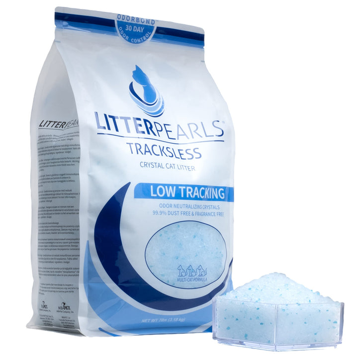 Litter Pearls Crystal Cat Litter with Odorbond- Superior Odor Control, Soft-On-Paws, Low Dust, 7lb, Micro Fresh, White, Clear and Blue Crystals Fresh Scent 7 Pounds