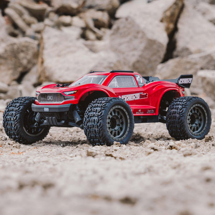 ARRMA RC Truck 1/10 VORTEKS 4X2 Boost MEGA 550 Brushed Stadium Truck RTR with Battery & Charger, Red, ARA4105SV4T1