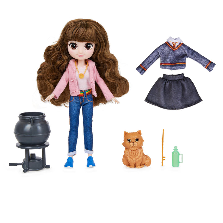 Wizarding World Harry Potter, 8-inch Brilliant Hermione Granger Doll Gift Set with 5 Accessories and 2 Outfits, Kids Toys for Ages 5 and up