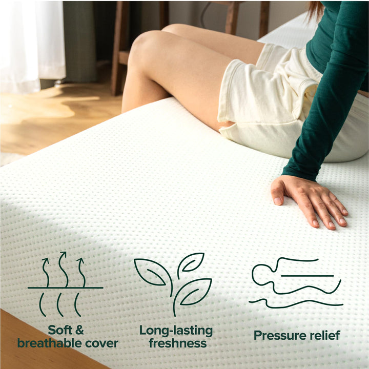 ZINUS 6 Inch Green Tea Memory Foam Mattress [New Version], Queen, Fiberglass free, Medium Firm Feel, Zoned Pressure Relief, Certified Safe Foams & Fabric, Mattress in A Box 6" New Small Box