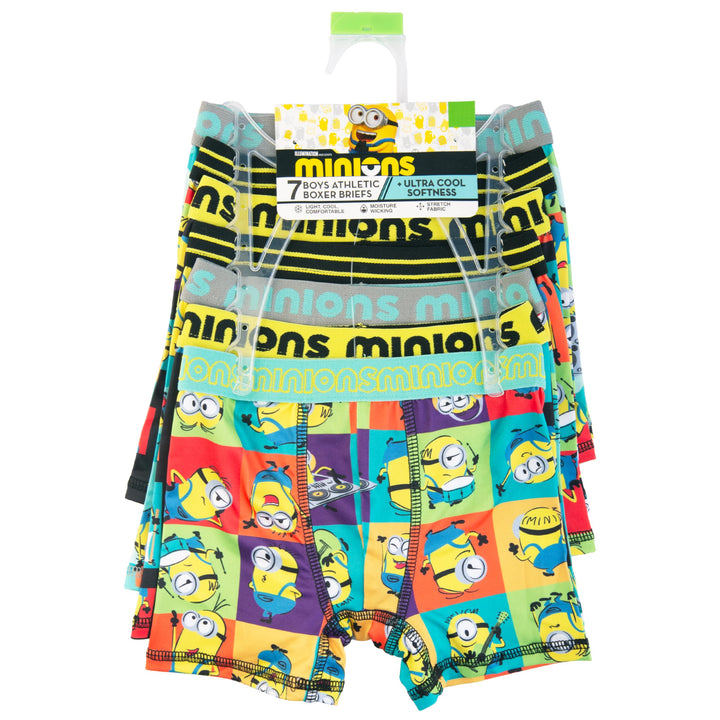 Despicable Me Boys' Minions  Exclusive 7-Pack Athletic Boxer Briefs in Sizes 2/3t, 4t, 4, 6 and 8 7-pack Athletic Boxer Brief