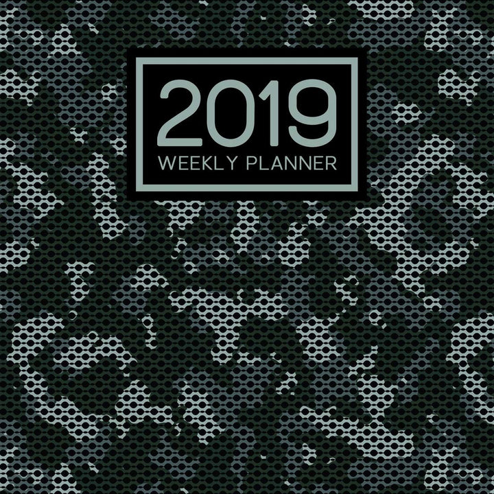 2019 Weekly Planner: 19x23cm (7.5x9.25”) Portable Format Weekly & Monthly 12 Month Planner: Gray & Black Camo Mesh for Men & Boys