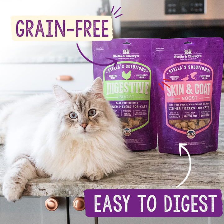 Stella & Chewy's Stella's Solutions Skin & Coat Boost Cage-Free Duck & Wild-Caught Salmon Dinner Morsels Freeze-Dried Raw Cat Food, 13 oz. Duck & Salmon (Skin & Coat Boost) 7.5 Oz