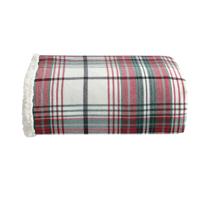 Eddie Bauer - Throw Blanket, Super Soft Reversible Cotton Flannel Sherpa Bedding, Ideal Christmas & White Elephant Gifts, Cozy Plaid Throw Blankets for Couch (Winslow Charcoal, Throw) Winslow Charcoal/Red