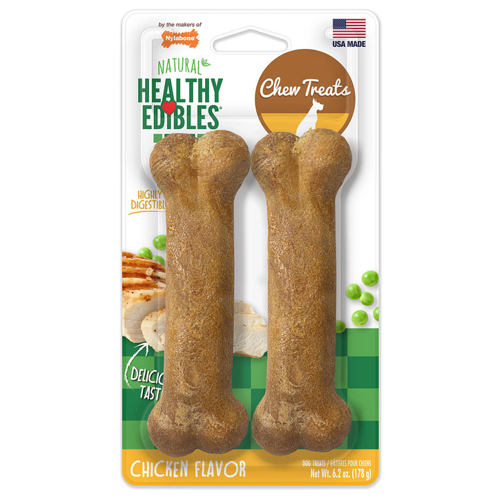 Nylabone Healthy Edibles Natural Dog Chews Long Lasting Bacon Flavor Treats for Dogs, Medium/Wolf (12 Count) 12 Count (Pack of 1)