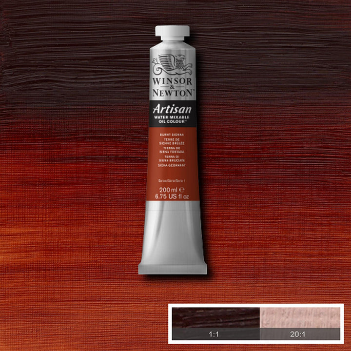 Winsor & Newton Artisan Water Mixable Oil Colour, 6.75-oz (200ml), Burnt Sienna 200-ml Tube