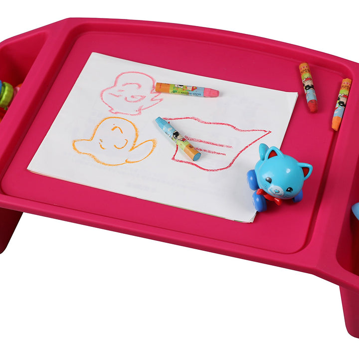 Basicwise QI003253P Kids Lap Desk Tray, Portable Activity Table, Pink