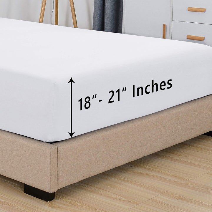 Elegant Comfort Premium Hotel Quality Extra Deep Pocket 18" - 21" Single Fitted Sheet for High Mattress, Luxury & Softest 1500 Thread Count Egyptian Quality Smart Pocket, King, White