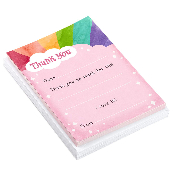 Hallmark Kids Fill in the Blank Thank You Cards, Rainbow (20 Cards with Envelopes)