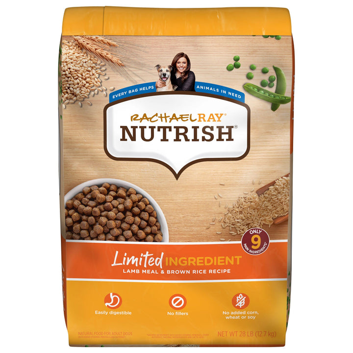 Rachael Ray Nutrish Limited Ingredient Dog Food, Lamb Meal & Brown Rice Recipe, 28 lb. Bag Dry Food 28 Pound (Pack of 1)