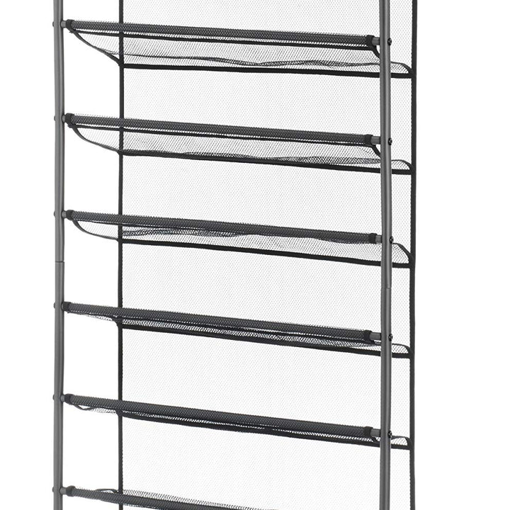 Whitmor 36 Pair Over-The-Door Rack-Gunmetal Gray Shoe Organizer Shoe Rack Gunmetal